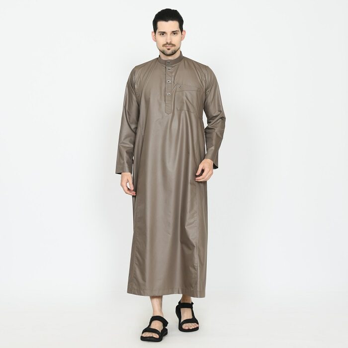 Attalwin - Gamis Jubah Pria Muslim Umroh Haji Polos Tanpa Manset JD001