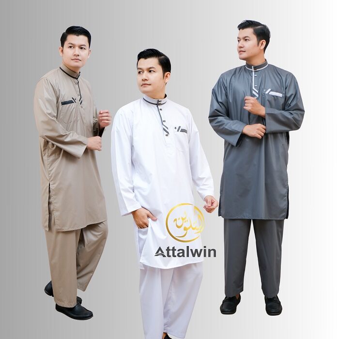 Attalwin - Koko Gamis Jubah Pria Setelan Kurtah Umroh Haji Tanpa Manset SD040
