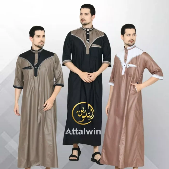 Attalwin - Gamis Jubah Pria Muslim Umroh Haji Tangan Pendek JD022
