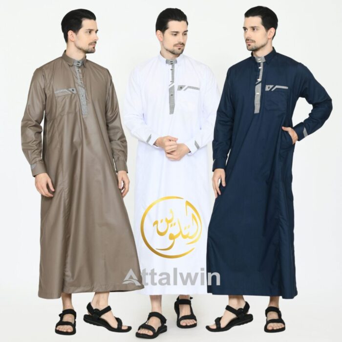 Gamis Jubah Pria Baju Muslim Tangan Panjang Manset Modis Adem dan Nyaman dengan JD053 dari Alwaan