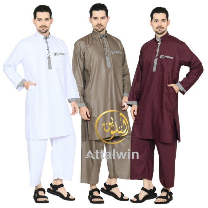 Attalwin - Gamis Jubah Pria Setelan Kurtah Umroh Haji Tanpa Manset SD053